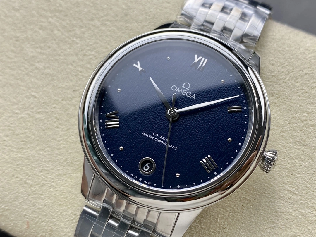 FashionForward CBD Factory Omega De Ville Prestige 40mm Dark Blue Dial Stainless Steel Bracelet (434.10.40.20.03.001) 1:1 Super Clone – DD8800 Movement 338